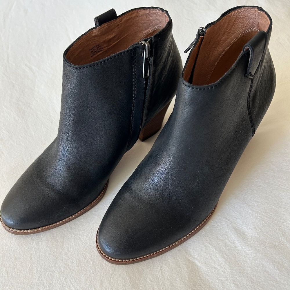 MADEWELL BLACK LEATHER BILLIE BOOT, SIZE 9 ½